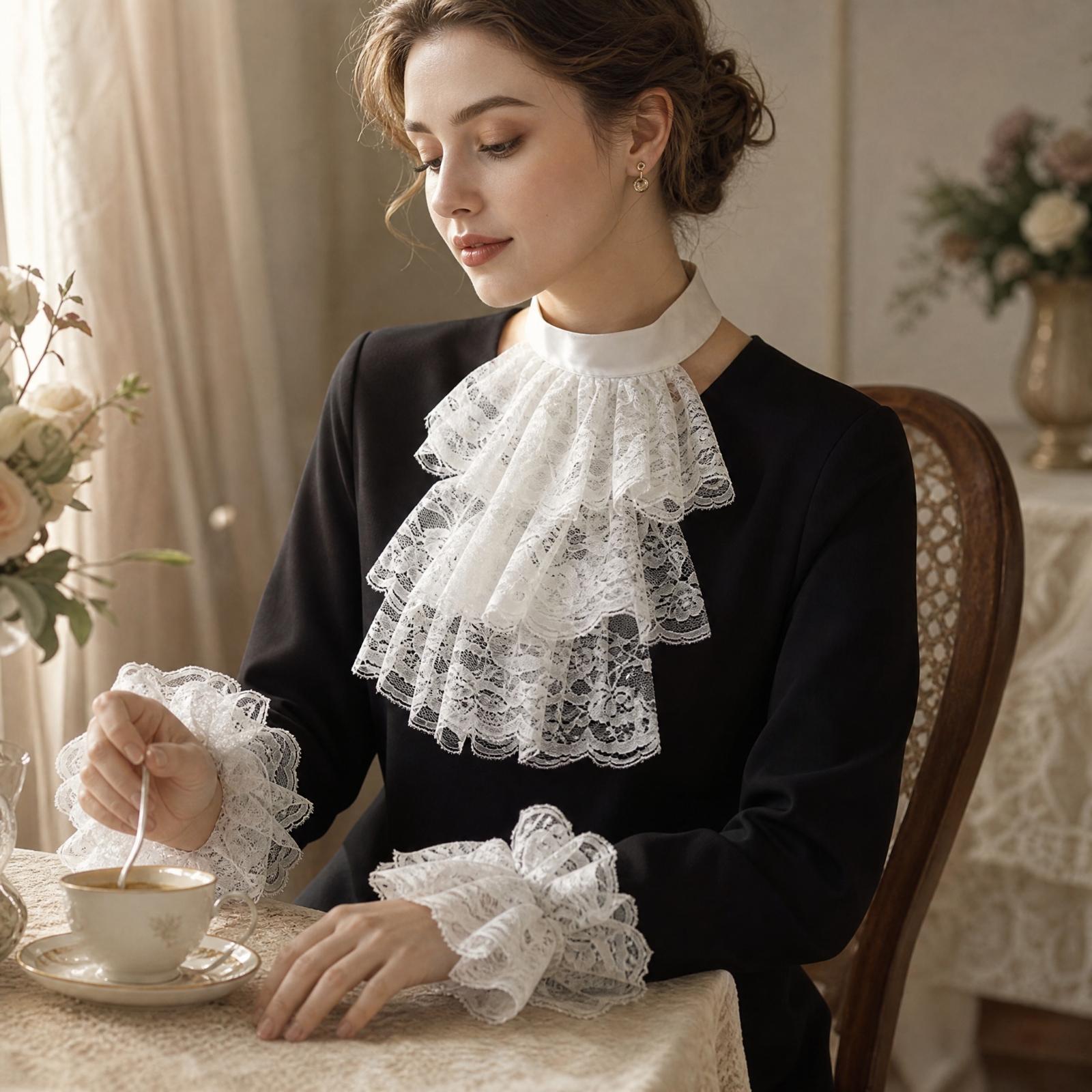 Matcha - Women Vintage Lace Collar Gloves with