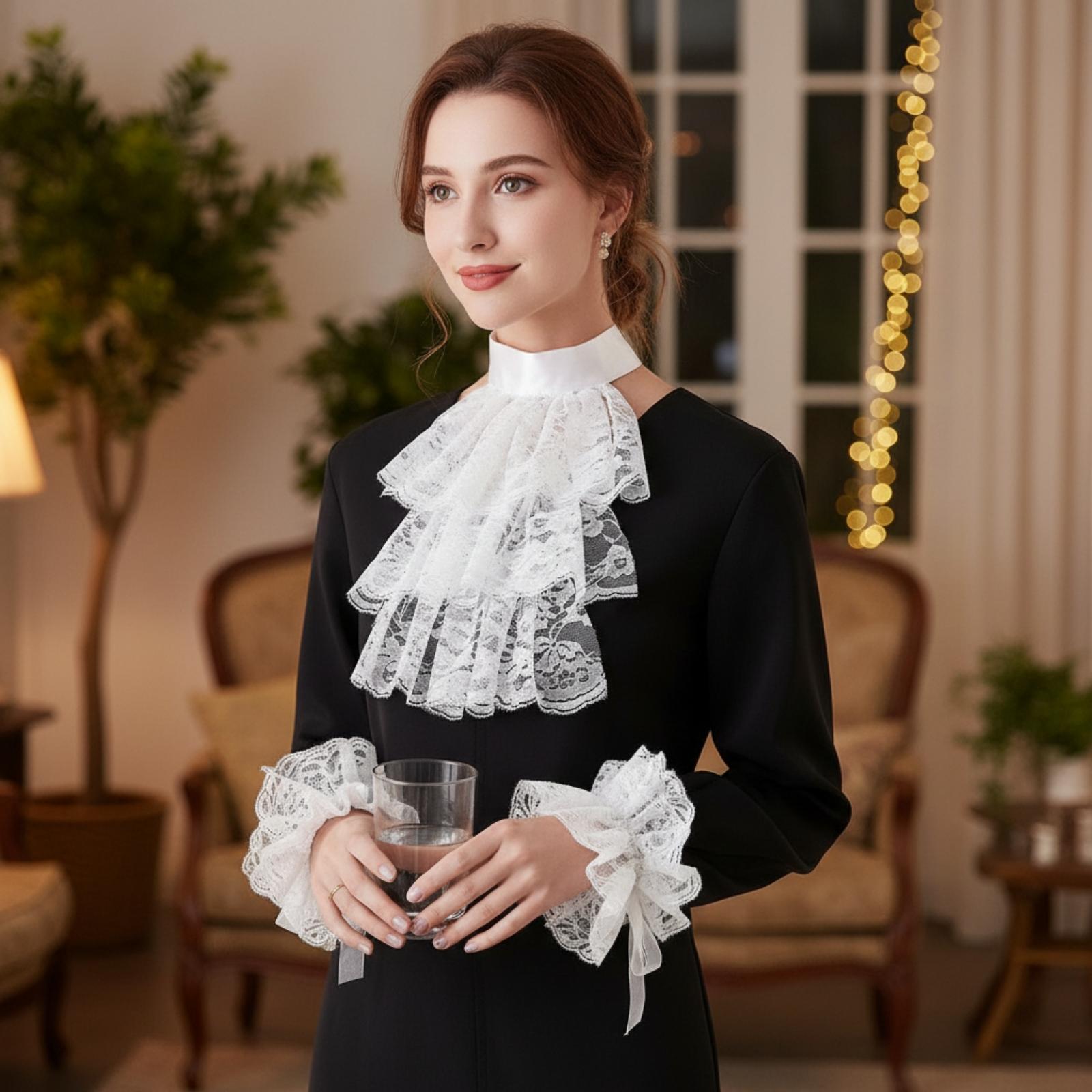 Women Lace Collar Gloves with  - огляд і ціна Matcha