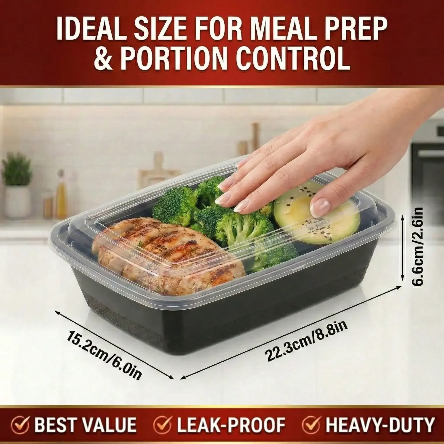 10/100pcs 38oz Black Rectangul - огляд і ціна Bento Box